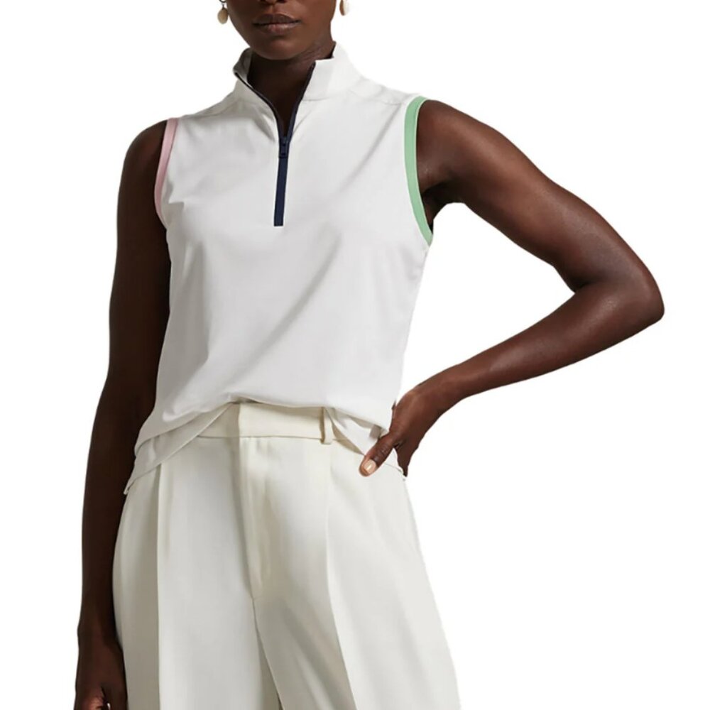 RLX Polo Golf Air Tech Pique Quarter-Zip Sleeveless Womens Golf Polo